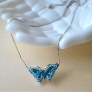 925 Blue Butterfly Pendant Necklace